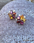 Rhodolite and Citrine and Diamond Studs