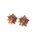 Rhodolite and Citrine and Diamond Studs