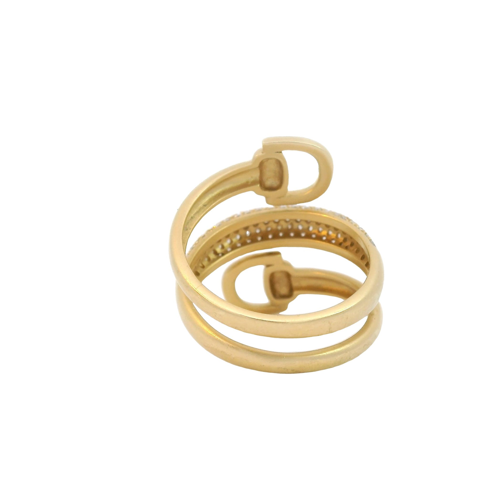 Satin Finish Stirrup Ring With Champagne Diamonds
