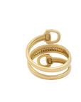 Satin Finish Stirrup Ring With Champagne Diamonds