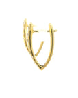 14k Yellow Gold Diamond V Hoops