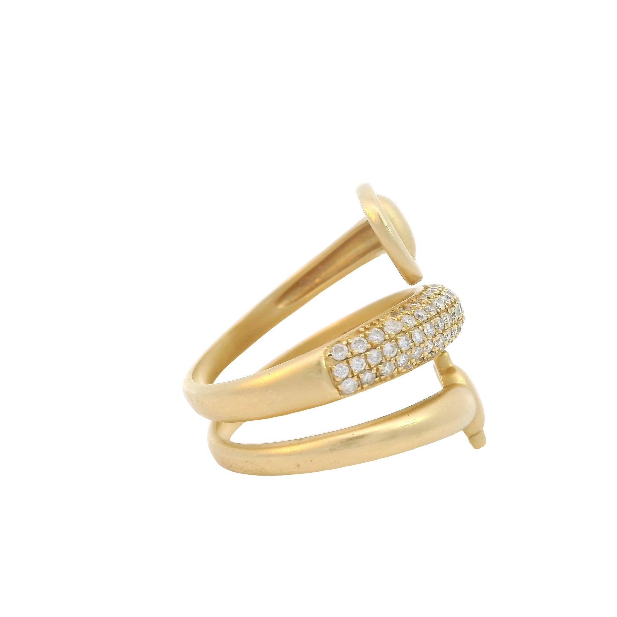 Satin Finish Stirrup Ring With Champagne Diamonds