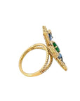 Blossom Motif Ring with Blue Sapphires