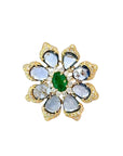 Blossom Motif Ring with Blue Sapphires
