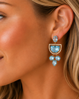 Maude Earrings (14k Yellow Gold, Swiss Blue Topaz, and Diamonds)