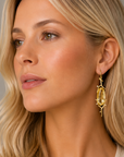 Citrine Fois Bois Earrings (18k Yellow Gold, Citrine, Diamonds)