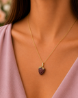Garnet Strawberry with Diamonds (14k Yellow Gold, Diamond, Garnet)