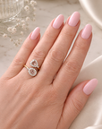 18k Yellow Gold and Rose Cut Diamond Bypass Ring (18k Yellow Gold, Diamonds)