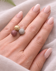Triple Orb Ring with Pave Diamonds (14k Yellow Gold, Ruby, Diamond)