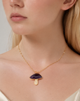 Amethyst Mushroom Pendant with Diamonds (14k Yellow Gold, Diamond, and Amethyst)