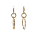 Oval Hoop And Pave Circle Drop Earrings