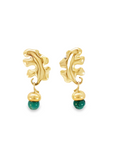 Royal Gold Malachite Leaf and Acorn Earrings