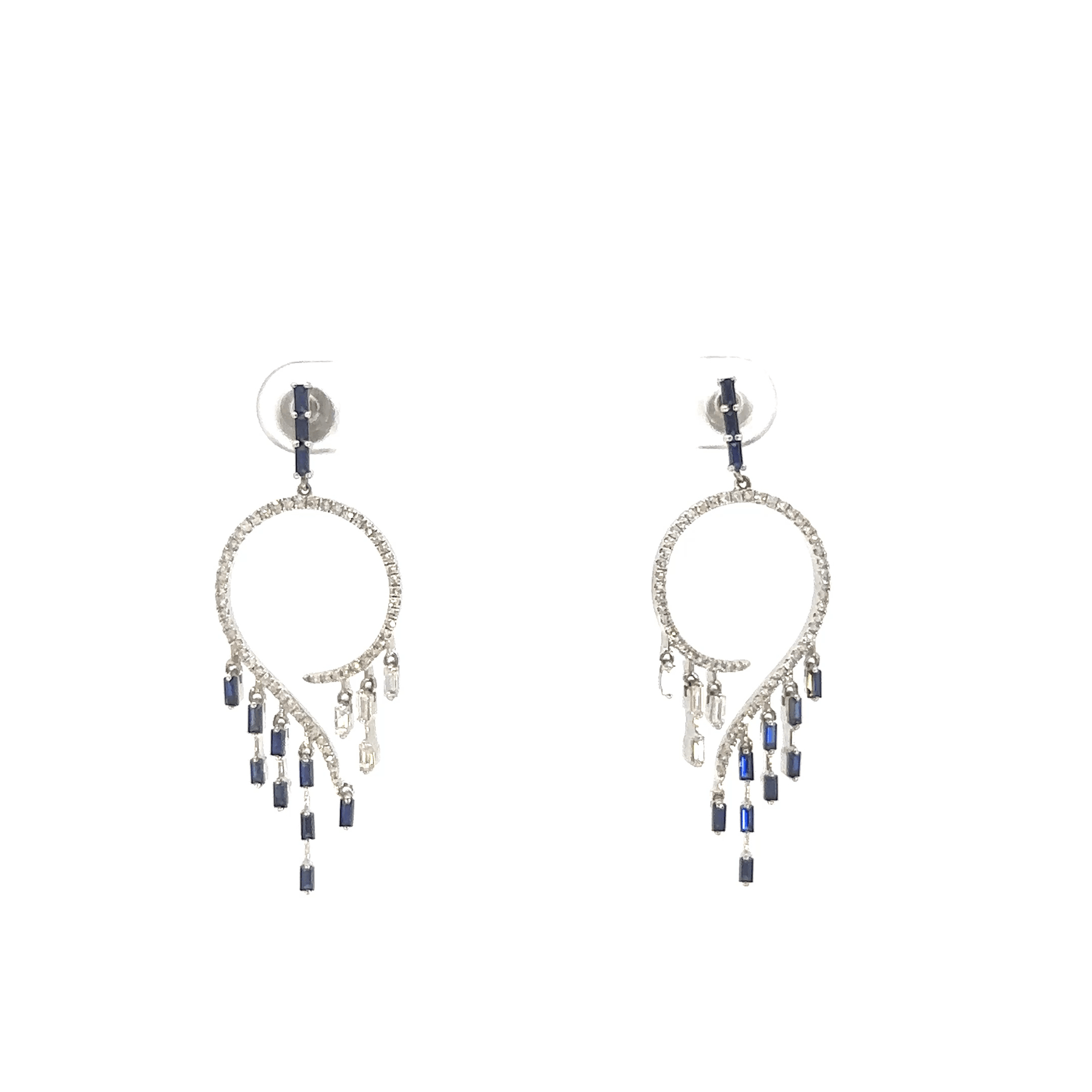 Deco Style Sapphire Baguette Drop Earrings