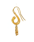Sculptural Serpentine 18K Royal Gold Earrings with Rose Cut Diamond