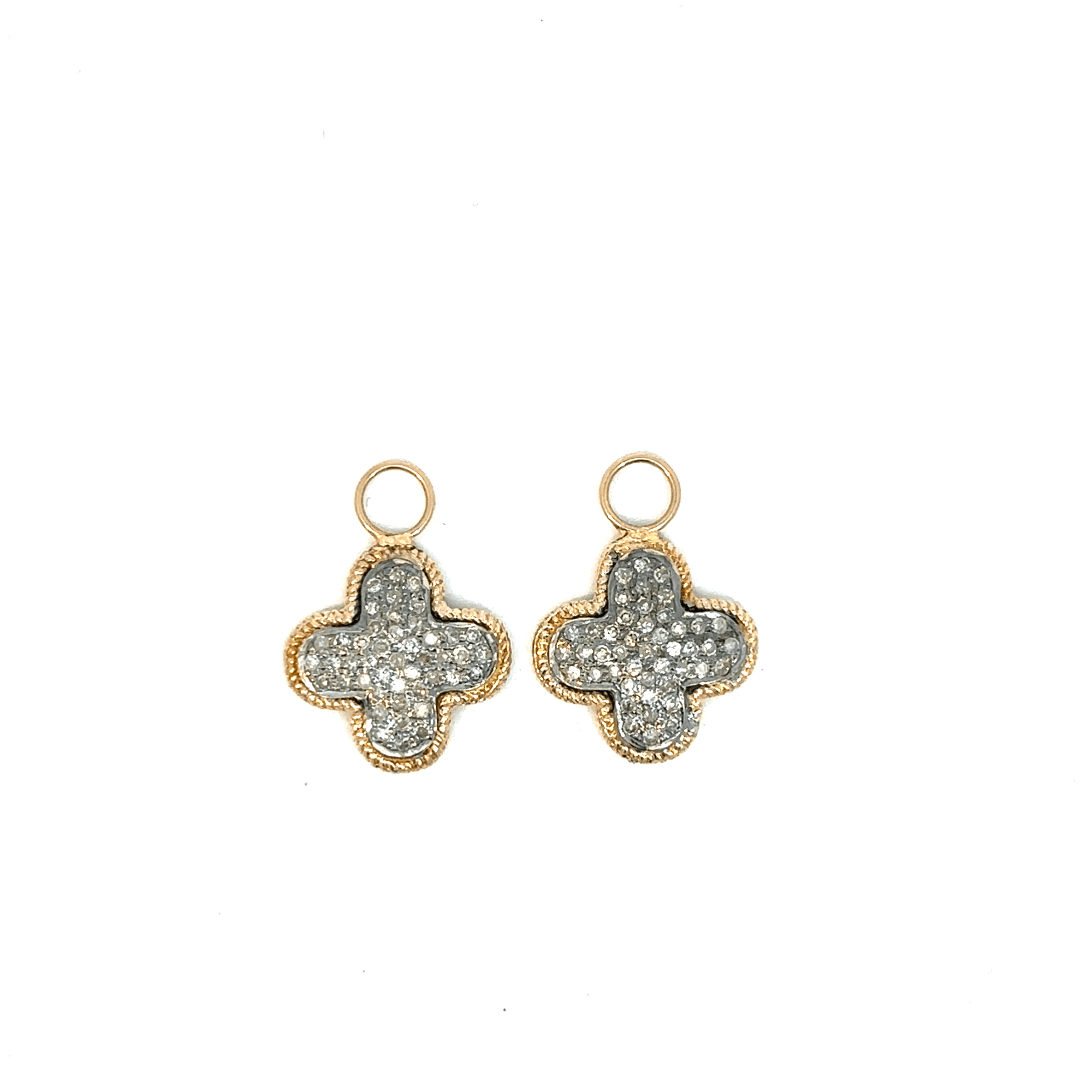 Oxidized Silver and 14k Yellow Gold Four Point Earring Charms