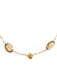Smoky Quartz Station Necklace in 18k Yellow Gold