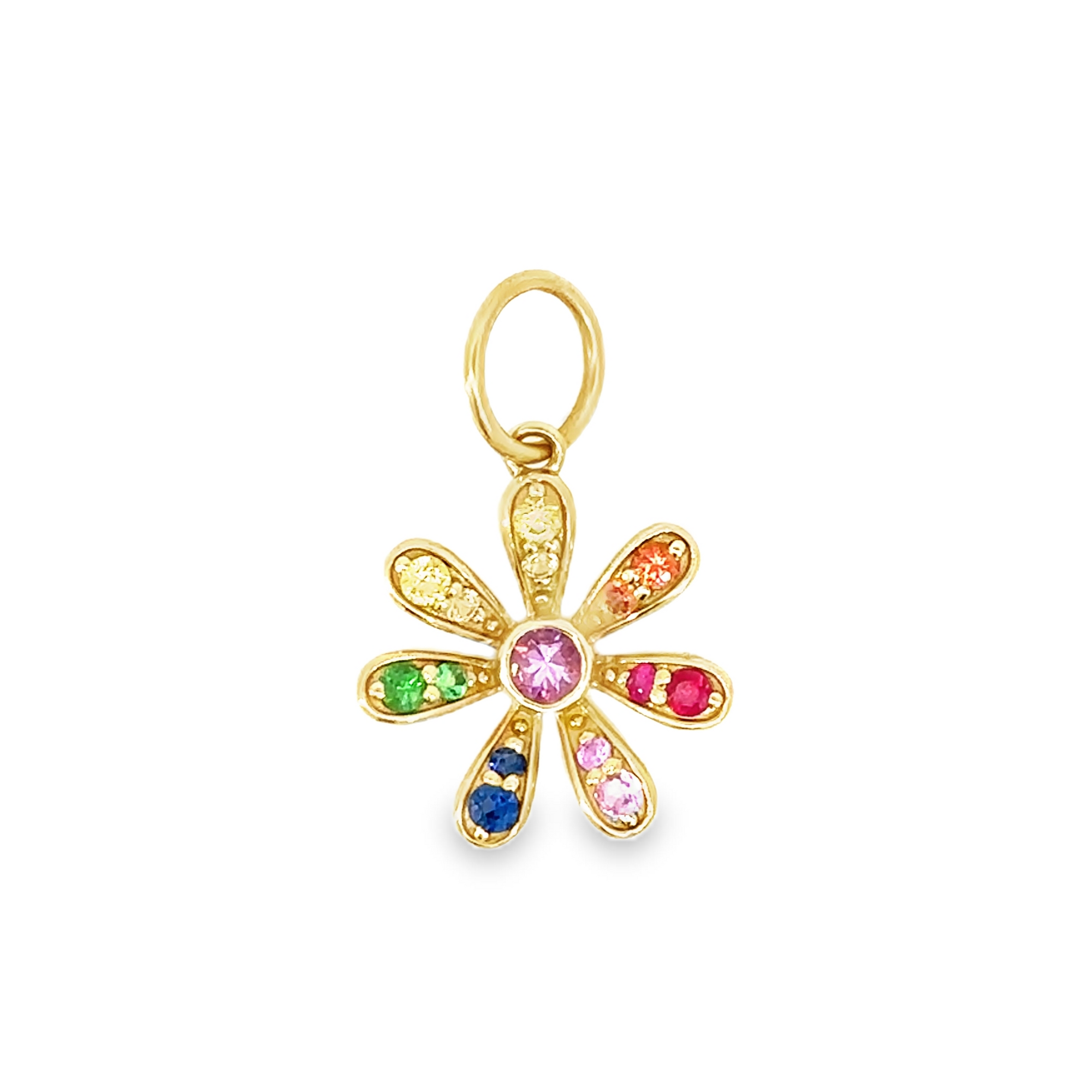 Multi Color Gemstone Flower Pendant