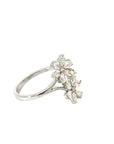 White Gold Flower Motif Ring with Diamonds