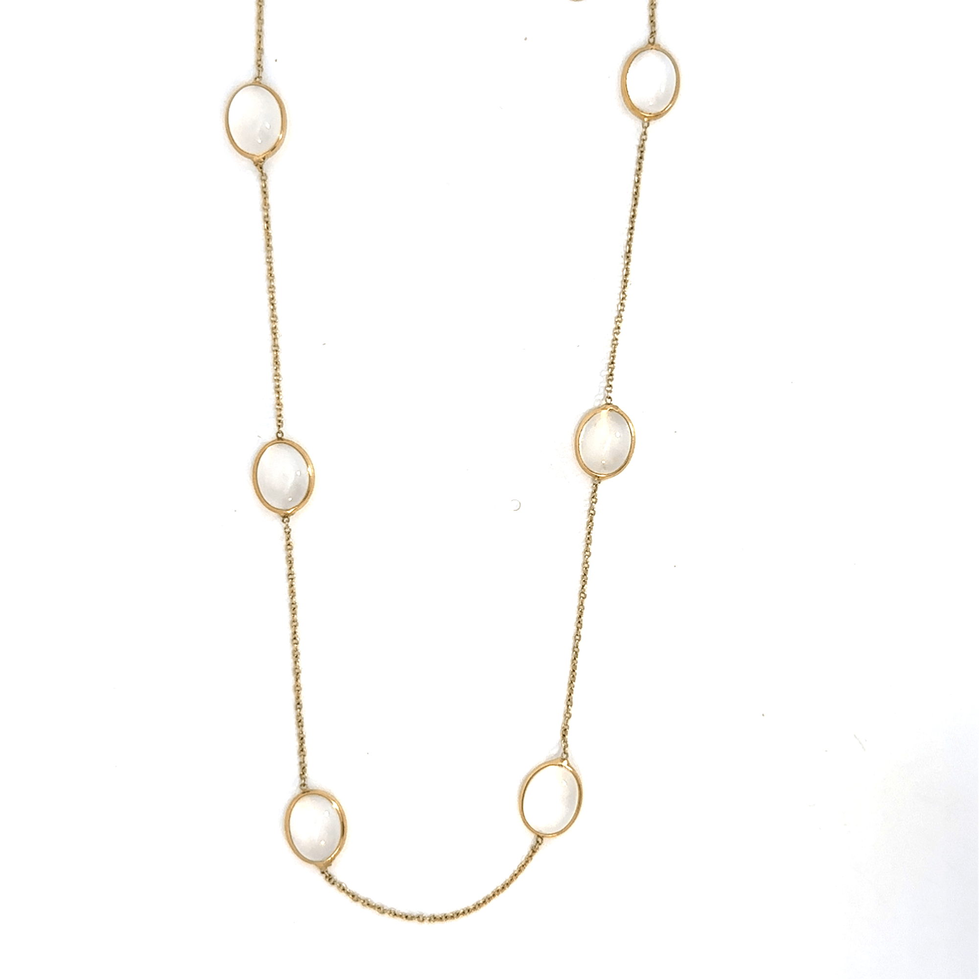 Cat Eye Moonstone and 18k Yellow Gold Necklace
