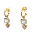 Two-Tone Double Stone Leaf Earring Charms