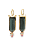 Tourmaline and Diamond Shield Cut Earrings