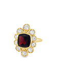 Garnet and Diamond 14k Yellow Gold Ring