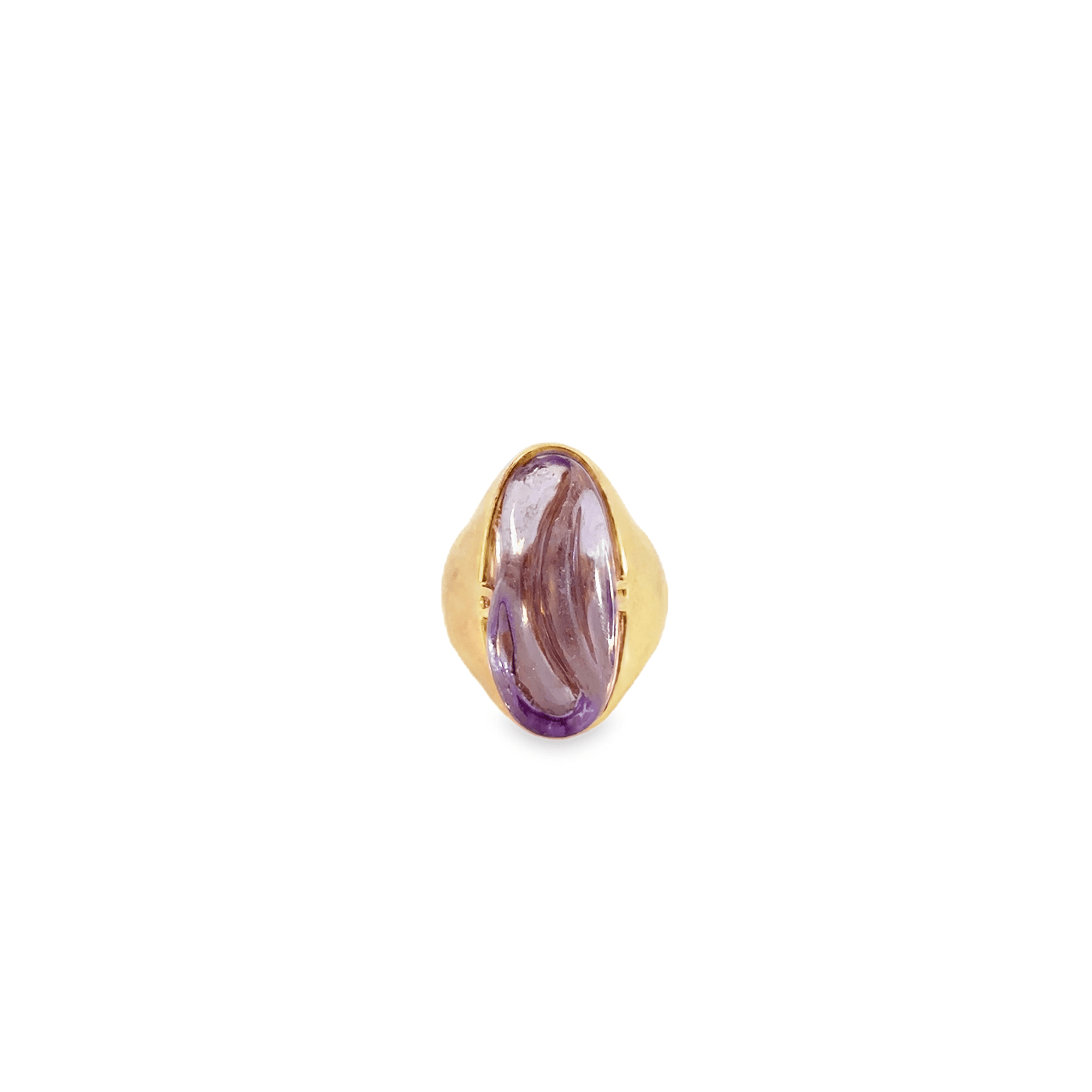 Monumental Carved Amethyst 18k Yellow Gold Statement Ring