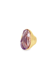 Monumental Carved Amethyst 18k Yellow Gold Statement Ring