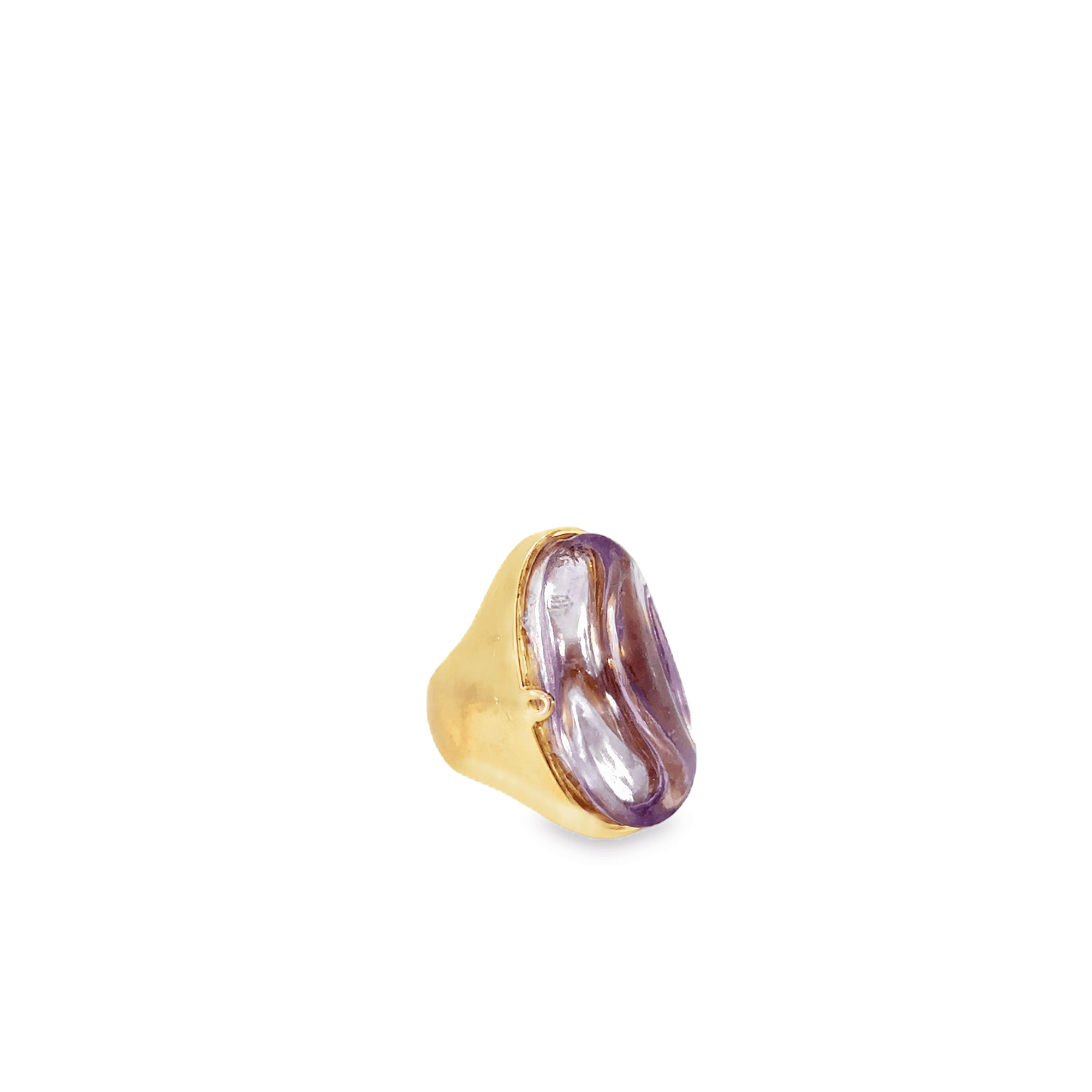 Monumental Carved Amethyst 18k Yellow Gold Statement Ring