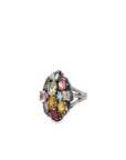 Oxidized Silver and Multi Gemstone Statement Ring