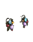 Oxidized Silver and Mixed Gemstone Cluster Earrings