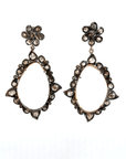Rose Cut Rose Quartz and Diamond Earrings