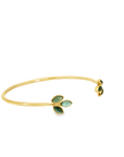 18k Yellow Gold Green Sapphire Marquise Cabochon Open Bangle
