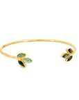 18k Yellow Gold Green Sapphire Marquise Cabochon Open Bangle