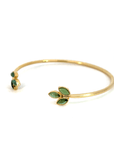 18k Yellow Gold Green Sapphire Marquise Cabochon Open Bangle