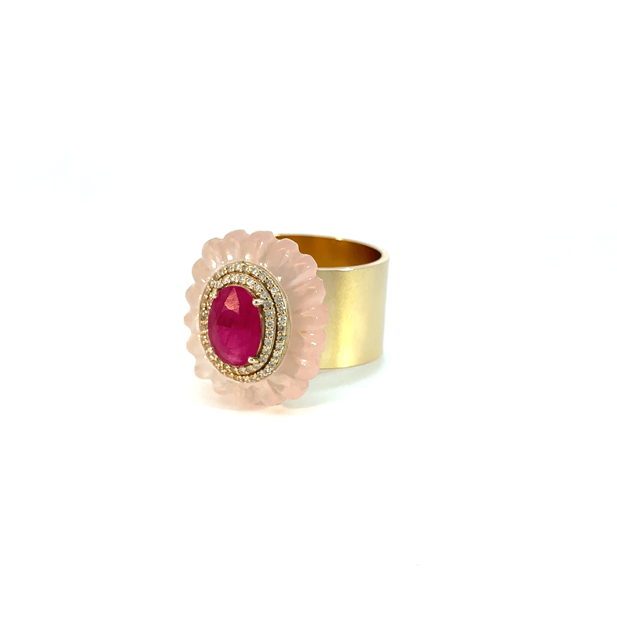Carved Quartz and Ruby Ring
