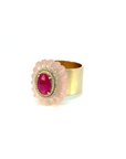Carved Quartz and Ruby Ring