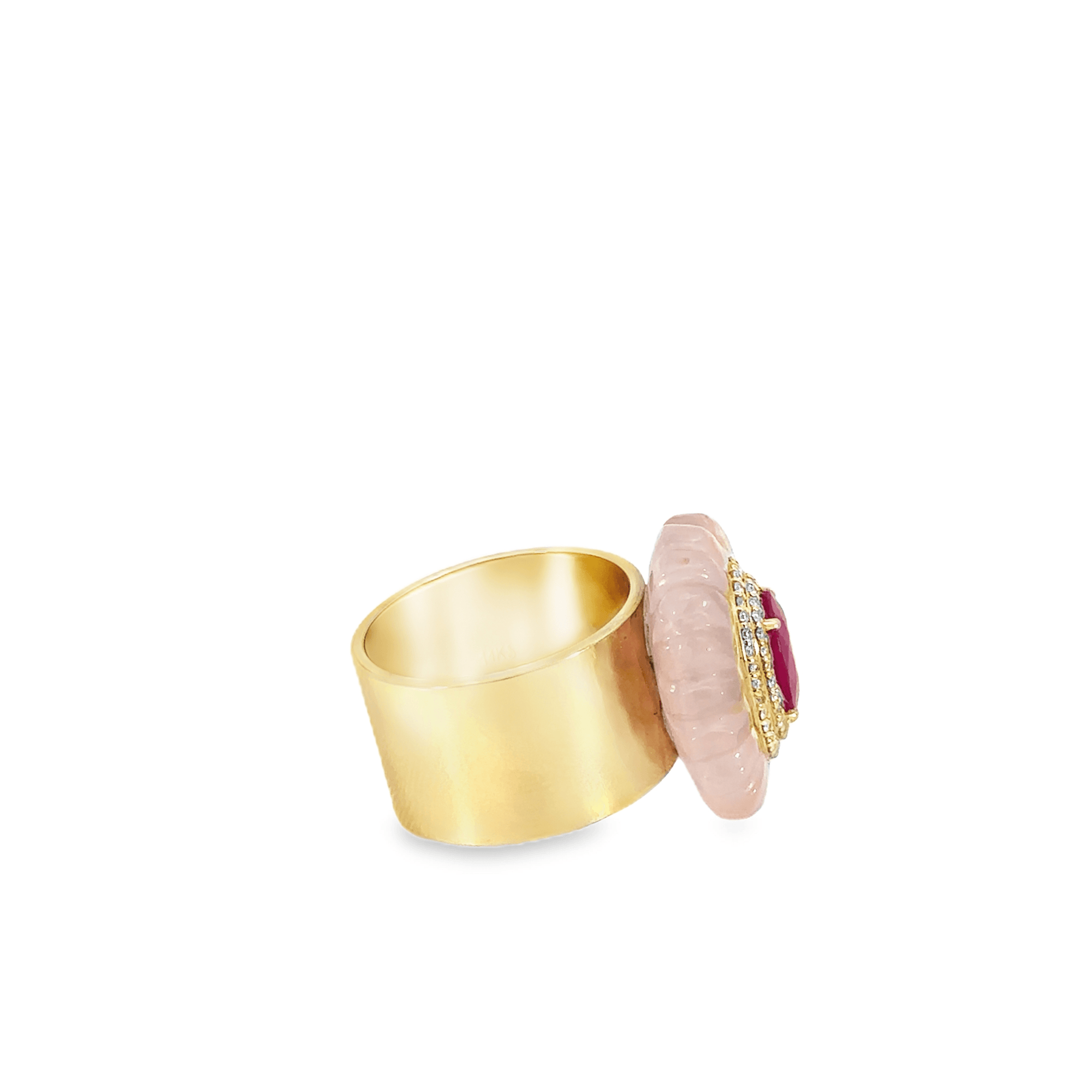 Carved Quartz and Ruby Ring