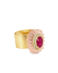 Carved Quartz and Ruby Ring