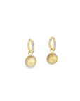 Citrine and Diamond Halo Hoop Earring Charms