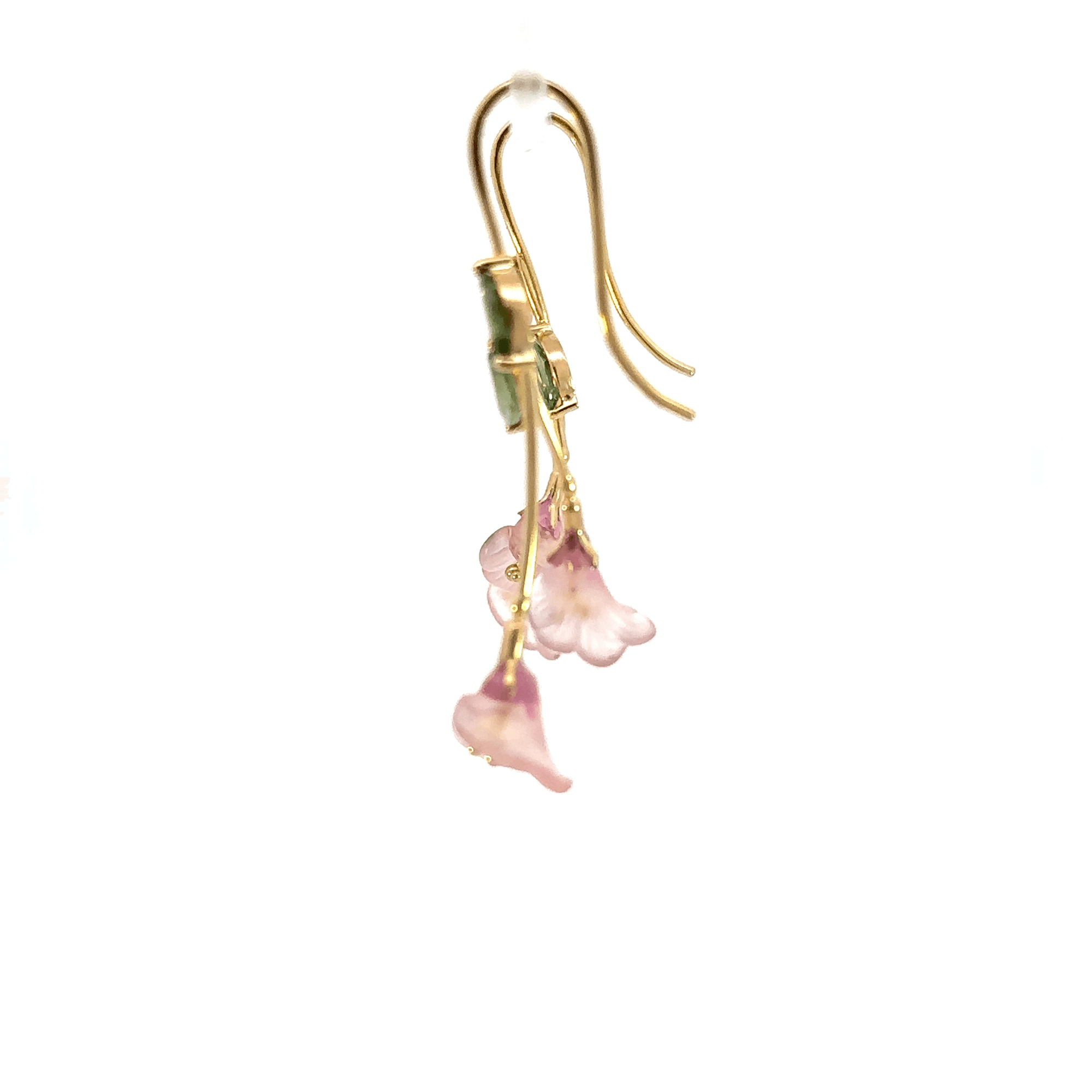 18k Yellow Gold and Green Sapphire Tulip Earrings