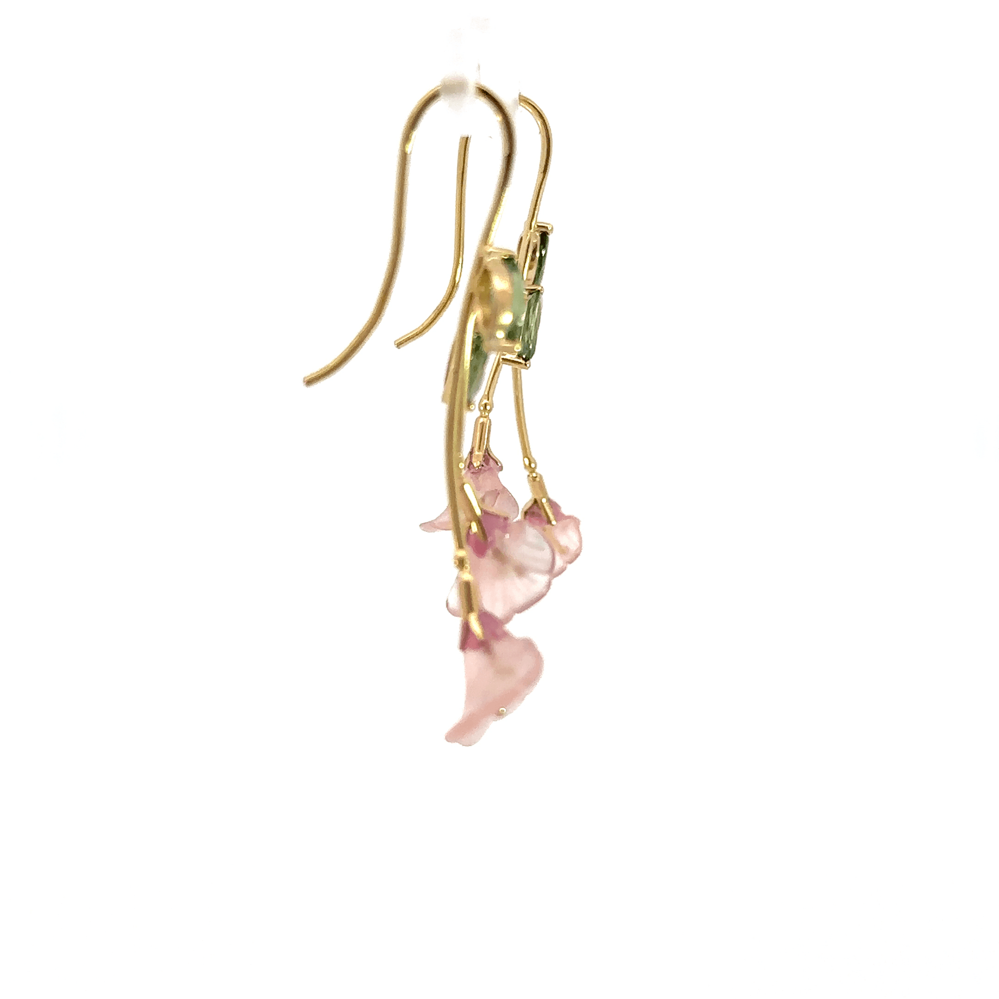 18k Yellow Gold and Green Sapphire Tulip Earrings