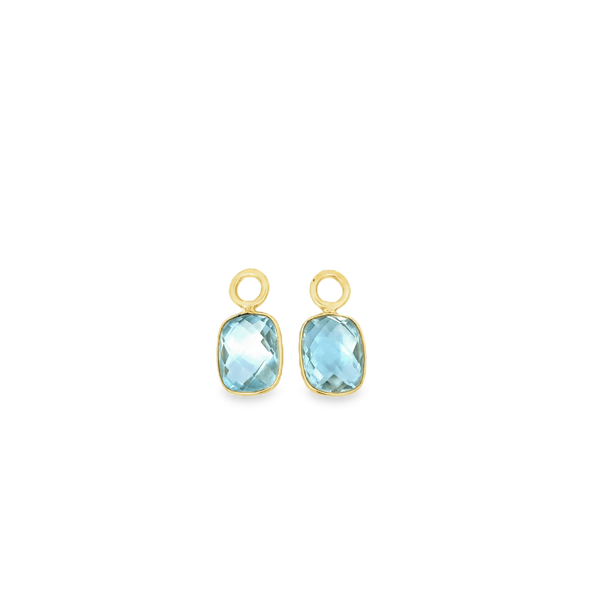 18k Yellow Gold and Blue Topaz Earring Charms