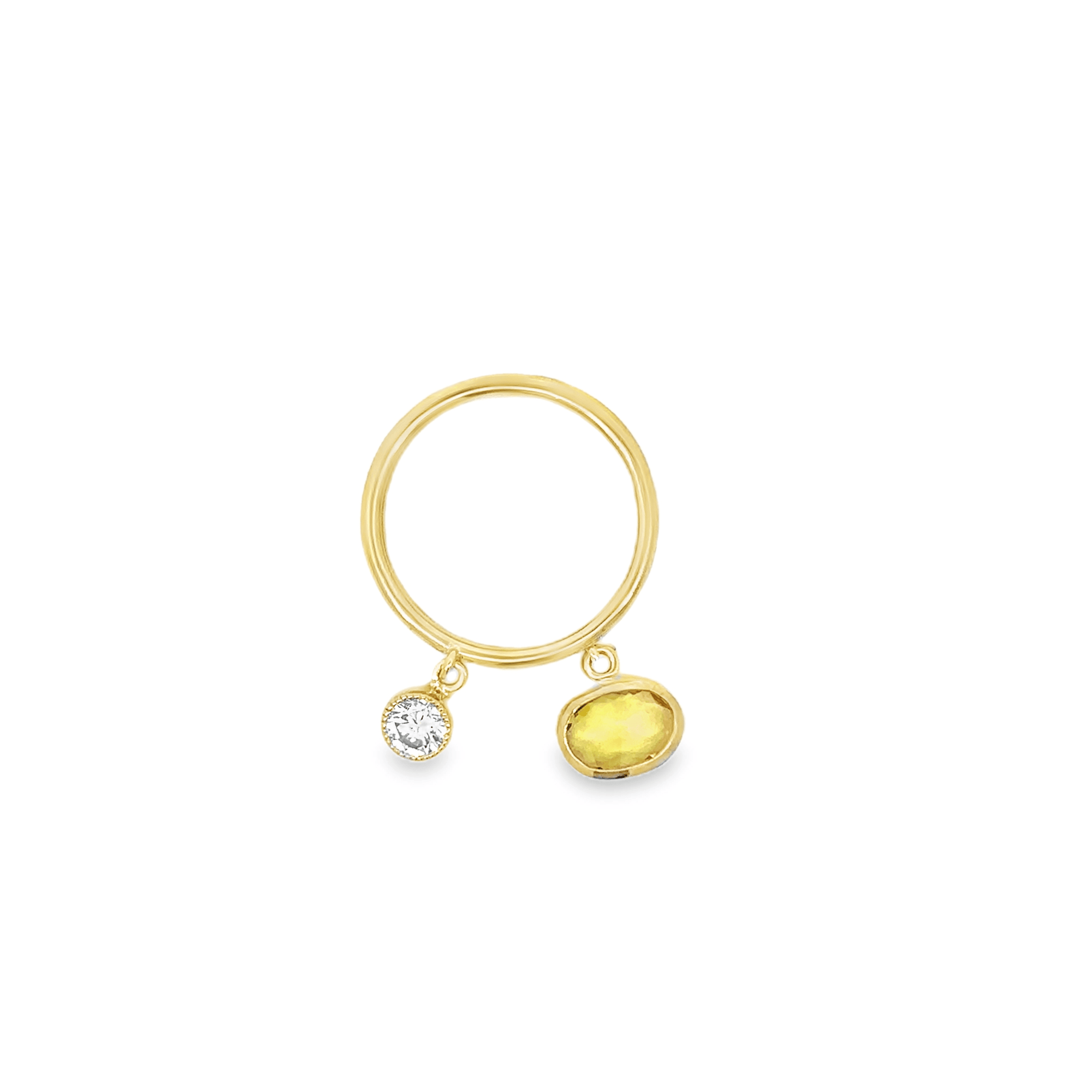 18k Yellow Gold and Sapphire Charm Stacking Ring No. 3