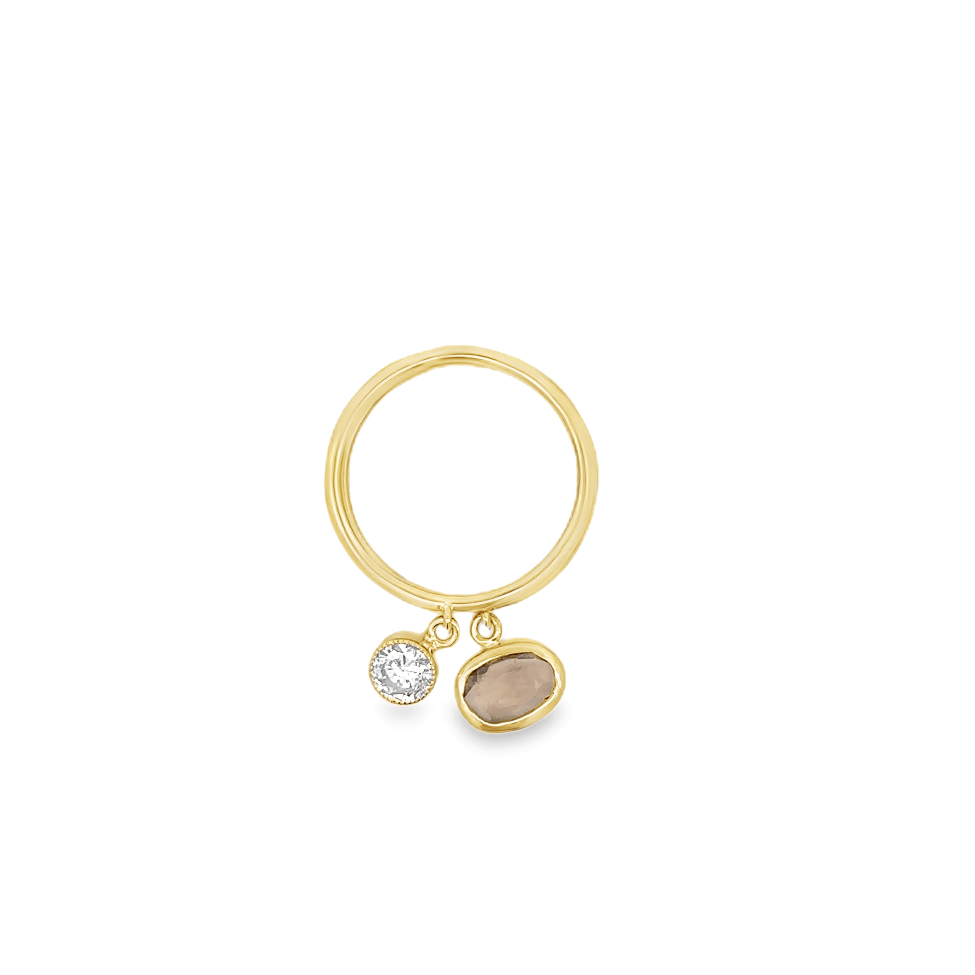 18k Yellow Gold and Diamond Charm Stacking Ring
