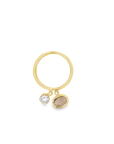 18k Yellow Gold and Diamond Charm Stacking Ring