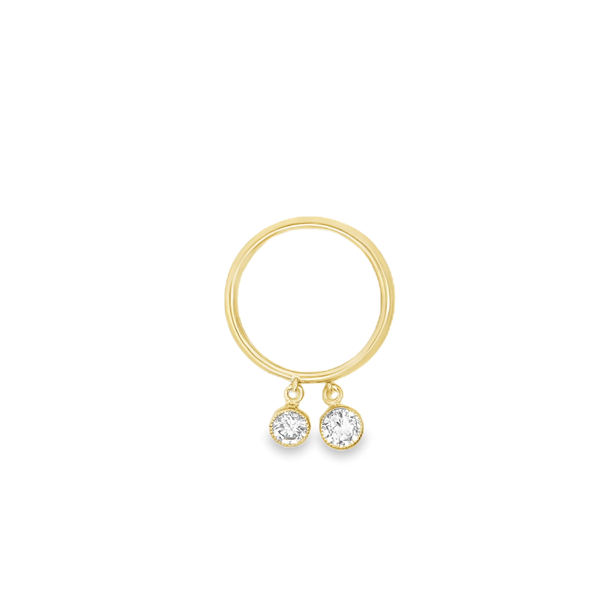 18k Yellow Gold and Diamond Charm Stacking Ring