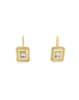 14k Yellow Gold and Diamond Baguette Tableau Earrings