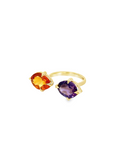 Citrine and Amethyst Two Stone Open Ring