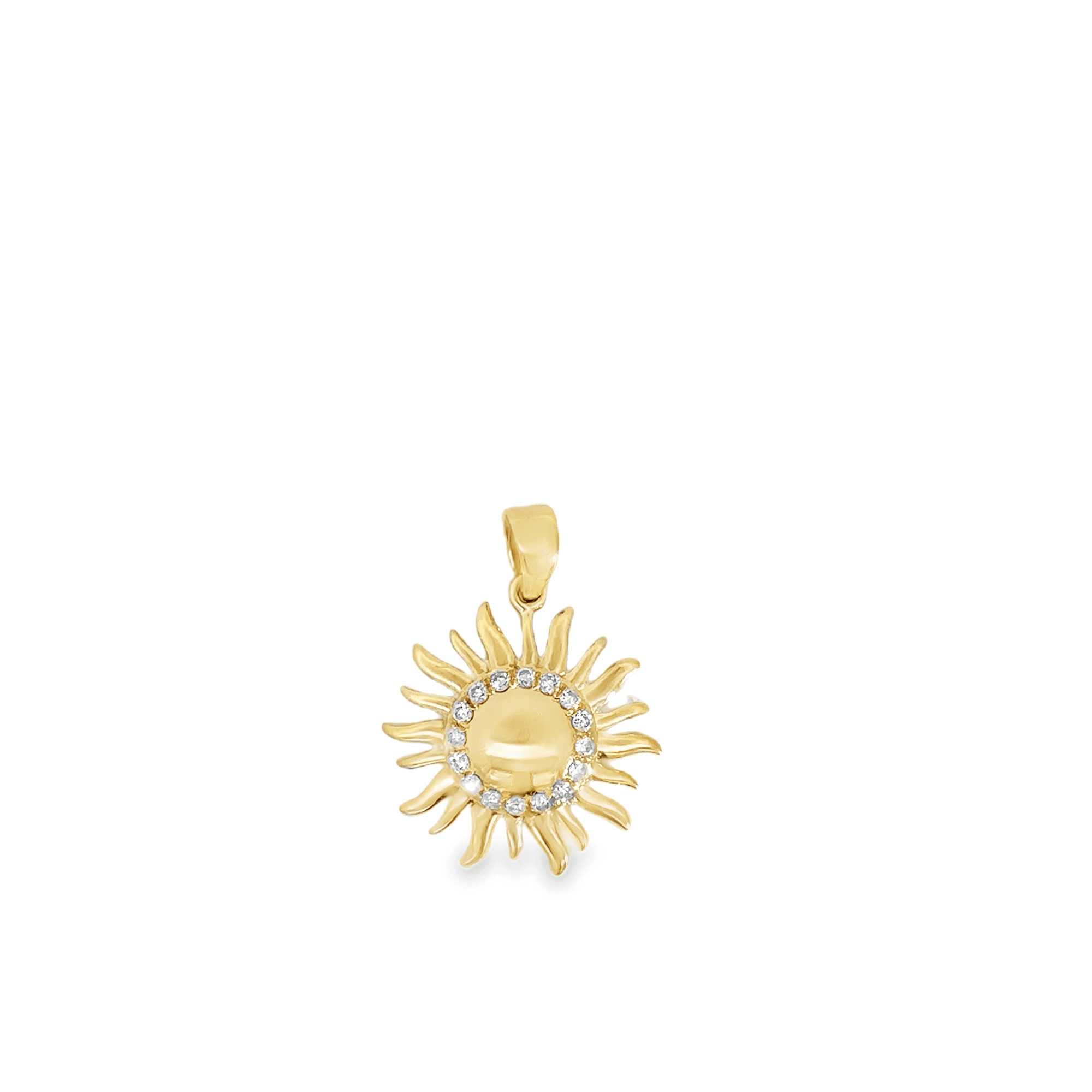 14k Yellow Gold and Diamond Sun Pendant